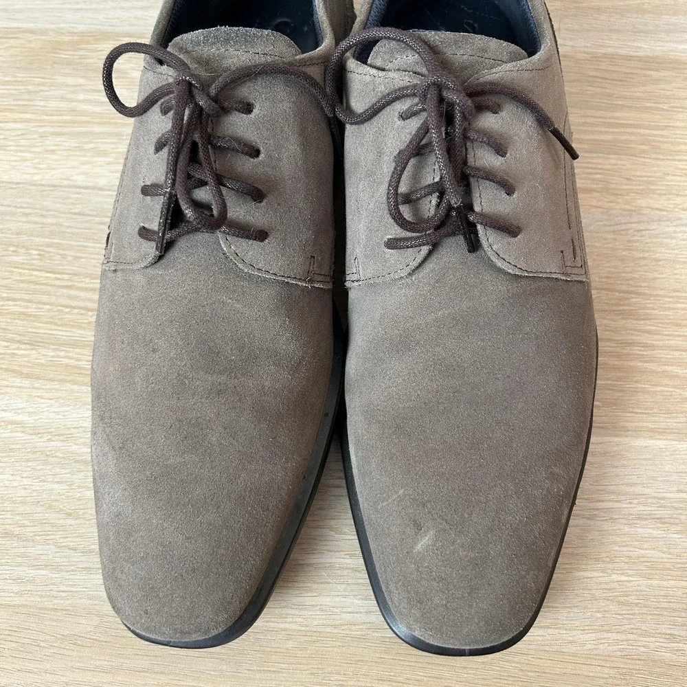 ECCO Shoes‎ Mens Size 44 Suede Leather Dress Lace Up Comfort Shock Point Sole